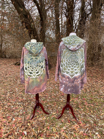 Hooded Mandala Sweatshirt Cardigan Flora and Fae Colorway - Sizes S - 2X