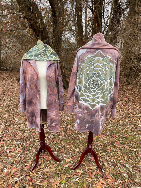 Hooded Mandala Sweatshirt Cardigan Flora and Fae Colorway - Sizes S - 2X