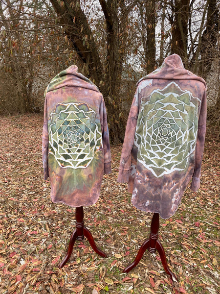 Hooded Mandala Sweatshirt Cardigan Flora and Fae Colorway - Sizes S - 2X