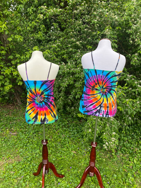 Rainbow Spiral Tie Dyed Camisole Tank Top - Sizes XS - 2X