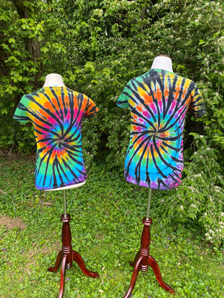 Women's V-Neck Rainbow Tie Dye Spiral V-Neck Shirt - Sizes S - 3X