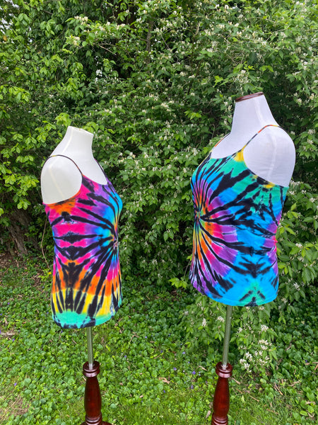 Rainbow Spiral Tie Dyed Camisole Tank Top - Sizes XS - 2X