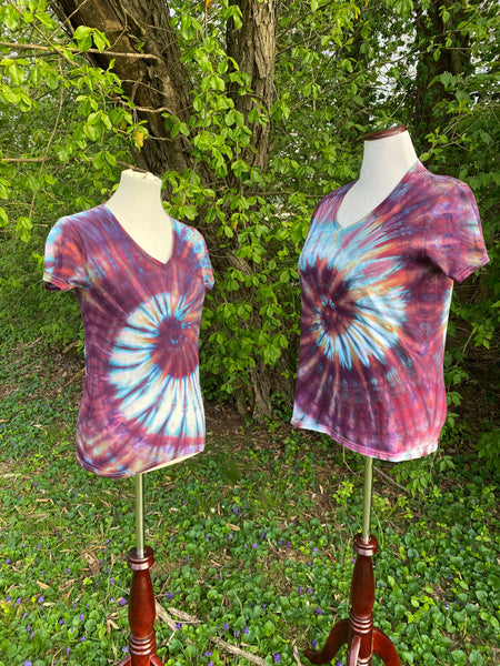Ladies Opal Spiral V-neck T-Shirt Sizes S - 2X