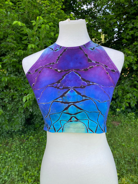 Reverse Dyed Mandala Crop Tops - Dragonfly - Sizes S-2X