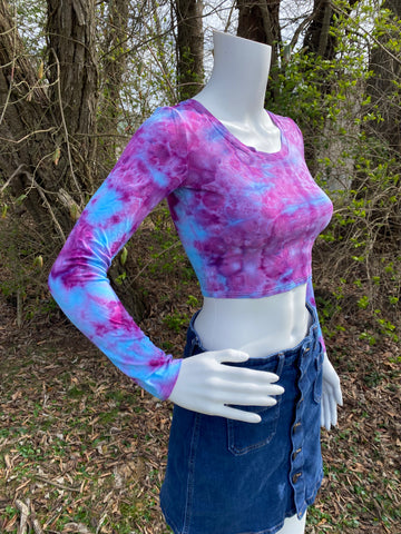 Long Sleeve Crop Top - Electric Oasis  - Sizes S - L